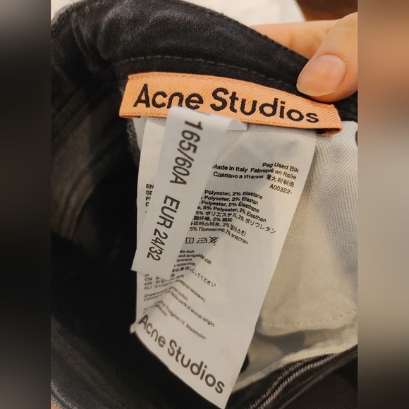 Acne Studios Peg Jean Used Black NWT Size 24 - Picture 11 of 11